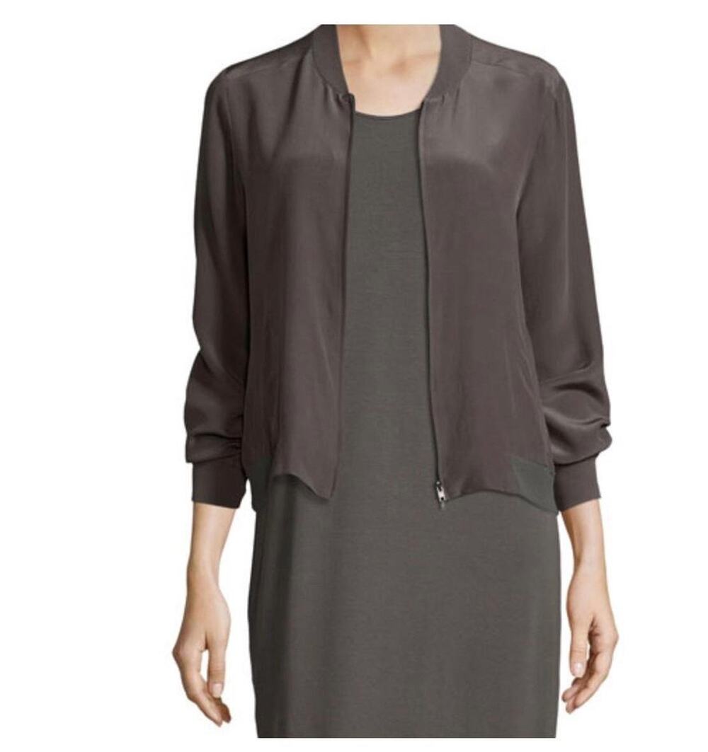 $328 NWOT Eileen Fisher Silk Bomber Jacket small